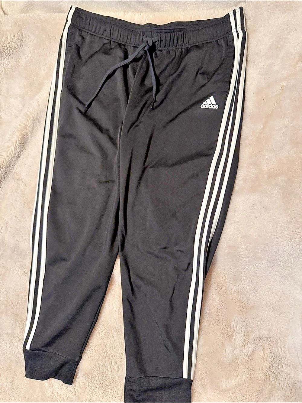 adidas 3-Stripes Cuffed Track Pants Black & White